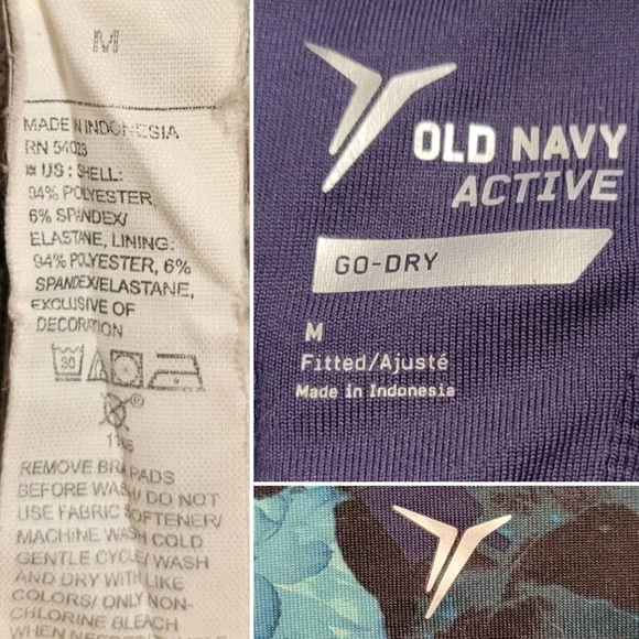 Old Navy Active Go-Dri Floral Racerback with built-in sports bra, Women's Medium - Picture 13 of 13